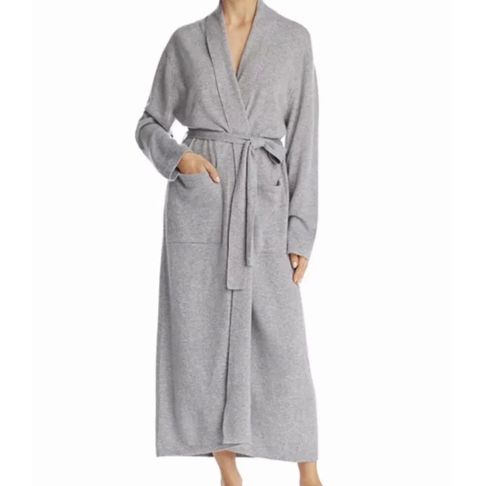 Arlotta Home Cashmere Blend Long Robe X-Small/Small  Gray EUC